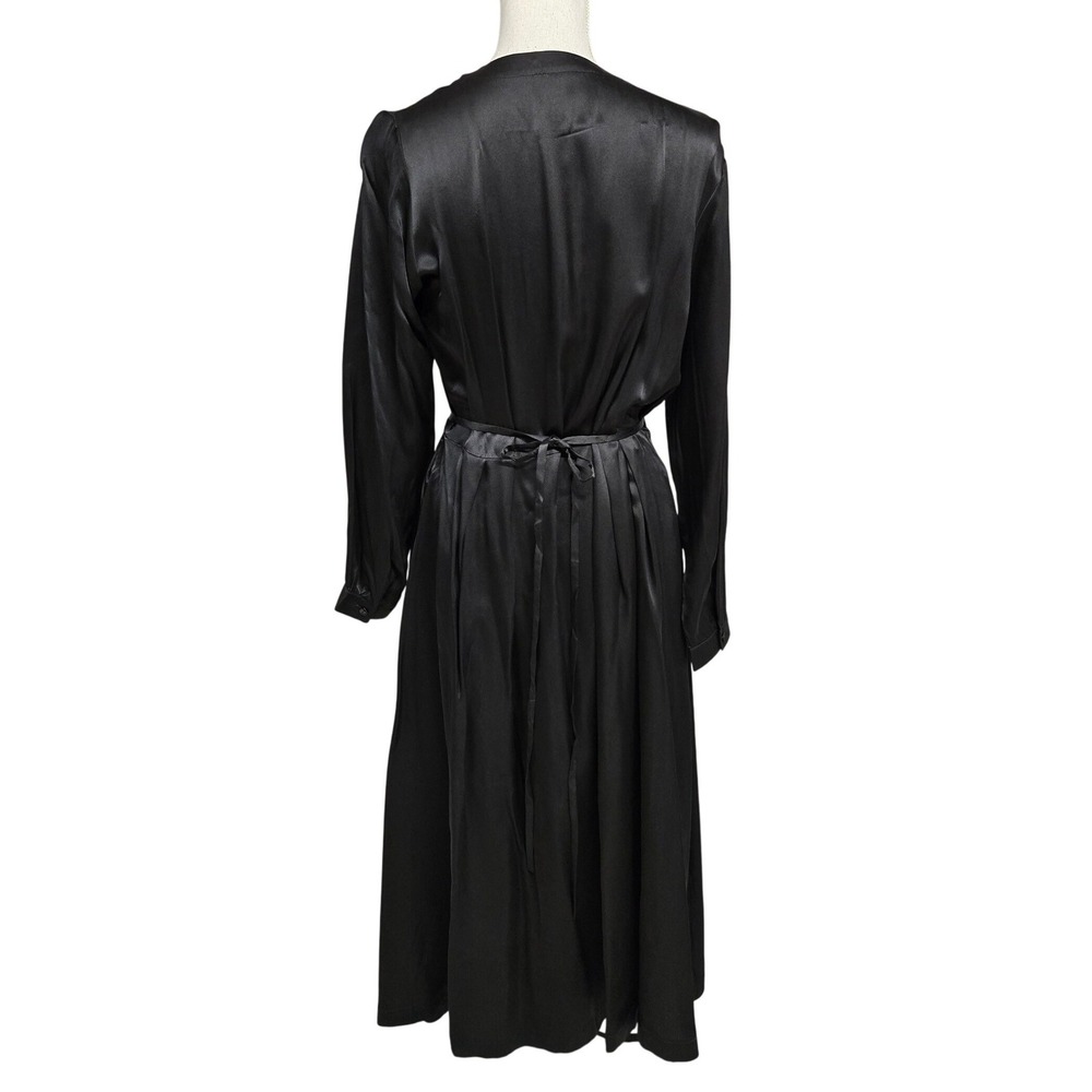 Uniqlo Ines De La Fressange 100% Silk Wrap Midi Dress Long Sleeve Black Size L - Picture 2 of 10